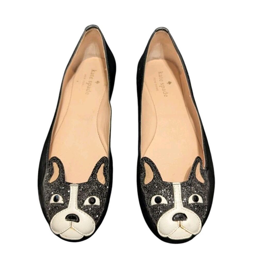 Kate Spade Women’s 8M Black White French Bulldog Boston Terrier Ballet Flats